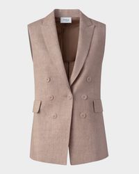 One-Button Washed Raw Linen Vest