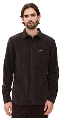 Lacoste Corduroy Button Down Shirt Brown S