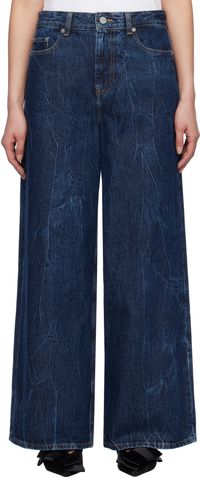 GANNI Navy Crinkled Future Denim Marri Jeans