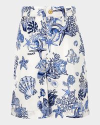 Boy's Underwater Barocco Poplin Shorts, Size 6-14