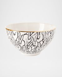 Rabbit Run Cereal Bowl with Gold Rim