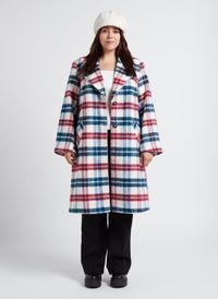 Evoked - Manteau col tailleur à carreaux - Taille 50 - Blanc