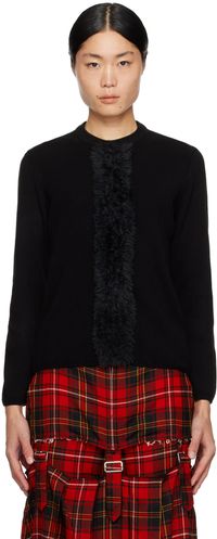 Black Comme des Garçons Pull noir à garniture en fourrure synthétique