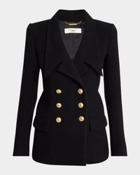 Cascade-Lapel Double-Breasted Boucle Jacket