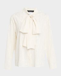 Burnout Tie-Neck Blouse