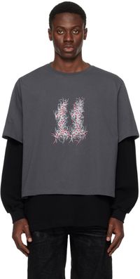 We11done Gray & Black Layered Long Sleeve T-Shirt