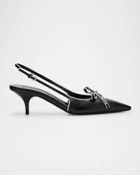 Nappa Leather Bow Slingback Pumps