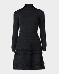 Joie Mock-Neck Mixed Knit Mini Dress