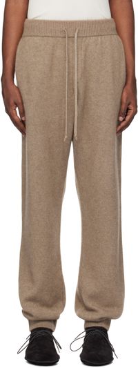 AURALEE Pantalon de survêtement brun en tricot de cachemire de chevreau