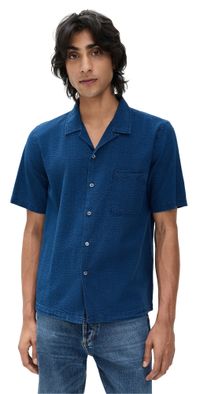Universal Works Indigo Seersucker Road Shirt Washed Indigo XL