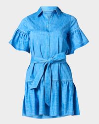 Lima Flouce Ruffle Button-Down Mini Dress