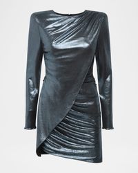 Metallic Wrap-Front Mini Dress
