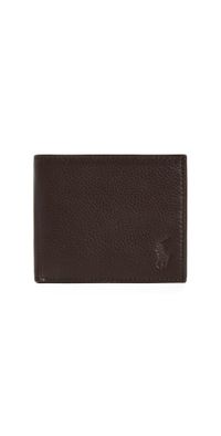 Polo Ralph Lauren Pebbled Leather Wallet Brown One Size
