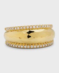 18k Classico Thin Goddess Hammered Ring, Size 7