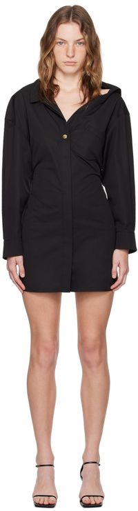 JACQUEMUS Black La Casa 'La mini robe chemise' Minidress