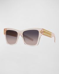 Plumeties Crystal & Acetate Square Sunglasses