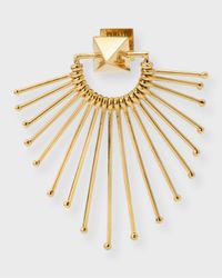 18K Yellow Gold Slide Shield Earring