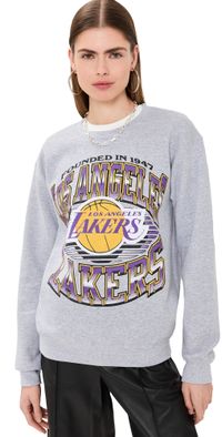 Junk Food Lakers Crew Sweatshirt Heather Grey L
