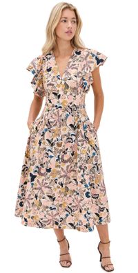 Ulla Johnson Darya Drop Waist Midi Dress Magnolia 00
