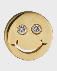 14k Diamond Happy Face Stud Earring, Single