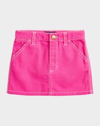 Girl's Short Cotton Canvas Skirt, Size 3-6X