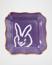 Portrait Plate with Gold Rim - Purple