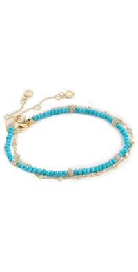 BaubleBar Marina Anklet Set Turquoise/Gold One Size