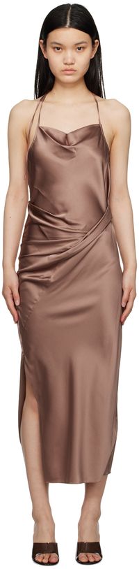 Helmut Lang Taupe Halter Midi Dress