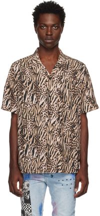 Ksubi Chemise Resort noir et beige à motif graphique