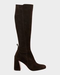 85mm Jane Suede Knee-High Red Sole Boots