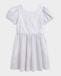 Girl's Striped Floral-Print Seersucker Dress, Size 2-6X