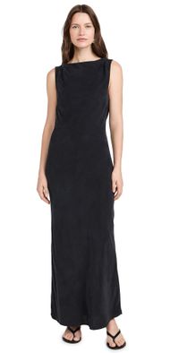 St. Agni Draped Cowl Dress Black L