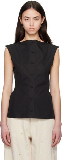Marni Black Compact Cotton Poplin Top