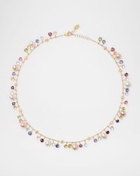 18K Yellow Gold Paradise Single-Strand Gemstone Necklace With Pearls