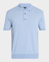 Men's Stripe Short-Sleeve Polo Sweater