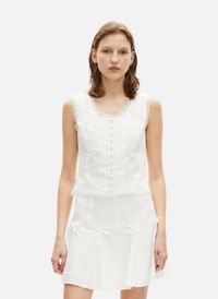 The Kooples - Top sans manches détails dentelle - Taille 40 - Beige