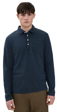 Billy Reid Long Sleeve Pensacola Polo Navy L