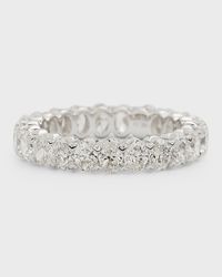 18K White Gold Oval Diamond Eternity Band, Size 6