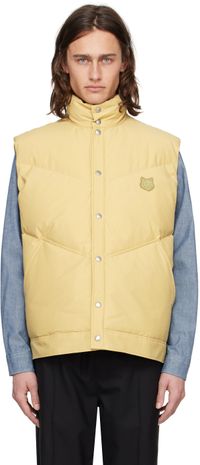 Maison Kitsuné Beige Press-Stud Down Vest