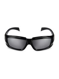 Men's 55MM Mirrored Rectangular Sunglasses - Black
