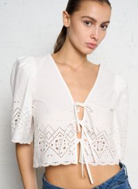 Suncoo - Blouson Col V en coton organique - Taille 3 - Beige