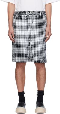 Marni Black & White Gingham Seersucker Drawstring Shorts