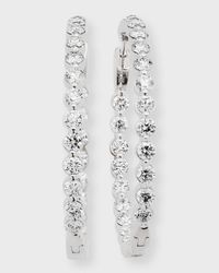 18k White Gold Diamond Hoop Earrings, 5.75tcw, 1.5"L