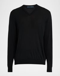 Men's Wool Knit V-Neck Sweater