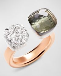 Nudo Toi et Moi 18K Rose Gold White Diamond and Prasiolite Ring