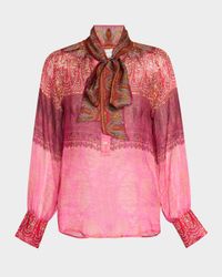 Tie-Neck Silk Blouse