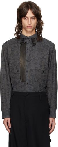 YOHJI YAMAMOTO Black A-Flower Design Shirt