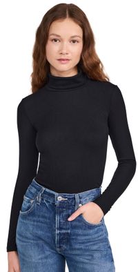 Stateside 2x1 Fine Rib Long Sleeve Turtleneck Black L