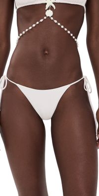 Leslie Amon Pearl White Bikini Bottoms White M