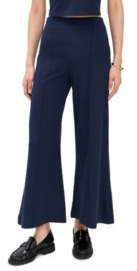 RIPLEY RADER Ponte Knit Cropped Wide Leg Pants Navy XS